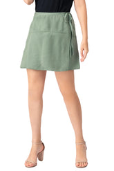 Silk mini skirt in Myrtle Green