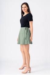 Silk mini skirt in Myrtle Green