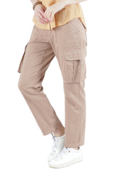 Cargo pants with tape closure pockets in Brown
