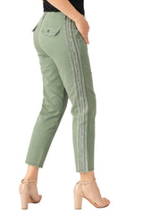 Easy fit pants with Raw Stripes in Myrtle Green