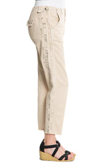 Easy fit pants with Raw Stripes in Tapioca