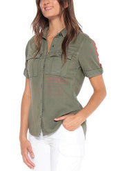 100% Tencel short sleeves shirt in Clover