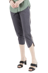 Hi-Low Hem Pants with side tape in Washed Black