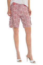 100% Silk bermuda in Red Ditsy Flowers