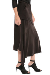 100% Silk asymmetric skirt in Licorice