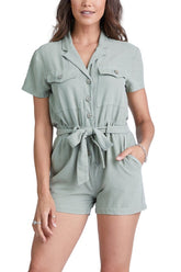 100% Silk playsuits in Tea