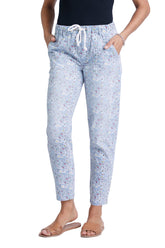 Pants with drawstring in Blue Ditsy Flowers