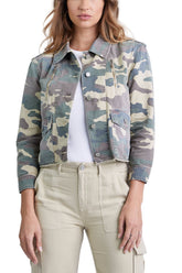 Collared crop jacket in Army Camo