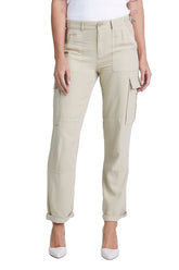 100% Silk cargo pants in Khaki