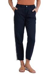 Skinny pants with side stripes in Caviar