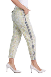 Pants with side stripes in Yellow Ditsy Flowers