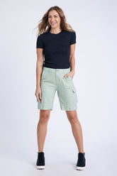 100% Silk Bermuda with frayed hem in Reseda