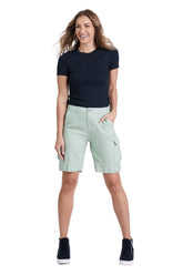 100% Silk Bermuda with frayed hem in Reseda