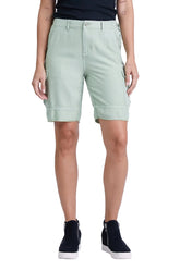 Silk Bermuda frayed hem in Reseda
