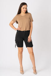Silk cargo bermuda in Caviar