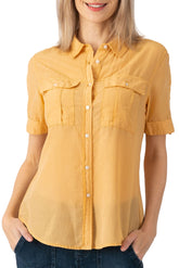 Silk short sleeves blouse in Honey Yellow