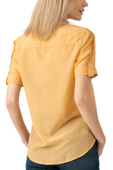 Silk short sleeves blouse in Honey Yellow