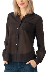 Silk long sleeves blouse in Caviar