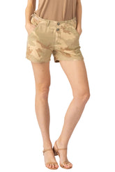100% Silk shorts in Beige Camo