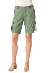 Silk cargo bermuda in Myrtle Green