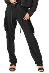 Tencel rolled cargo with lace in Caviar