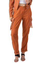 Tencel rolled cargo with lace in Toffee Brown