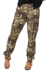 Silk cargo pants in Brush Print