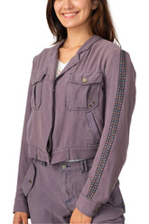 Tencel jacket with side tapes in Violet