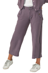 Tencel wide leg pants with side tapes in Violet