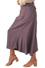 100% Silk asymmetric skirt with embroidery in Violet