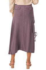100% Silk asymmetric skirt with embroidery in Violet