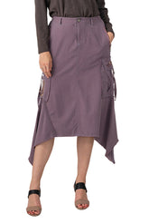 Silk Sharkbite skirt with embroidery in Violet