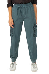 Cargo Jogger with embroidery in Gray Blue