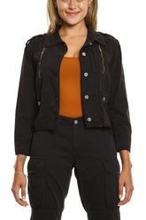 Crop jacket in Caviar