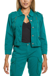 Crop jacket in Emerald