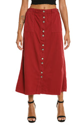 Button down Long skirt in Brick