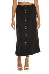 Button down long skirt in Caviar