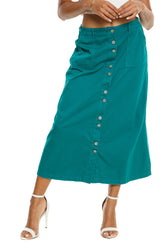 Button down Long skirt in Emerald