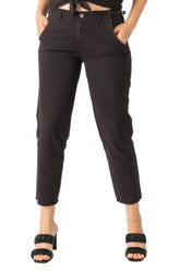 Pants with raw stripes in Caviar