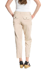 Easy fit pants with Raw Stripes in Tapioca