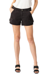 Shorts with raw stripes at side seams in Caviar