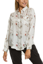 100% Silk long sleeve blouses in Natural