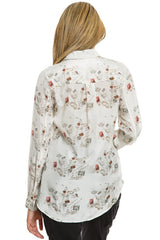 100% Silk long sleeve blouses in Natural