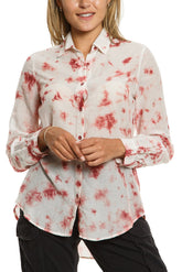 Silk long sleeve blouse in Brick Tie