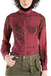 Silk long sleeves blouse in Burgundy