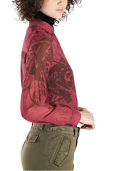 Silk long sleeves blouse in Burgundy