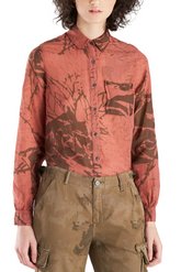 Silk long sleeves blouse in Rust