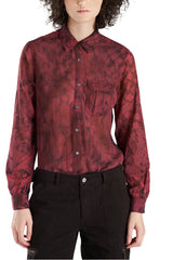 Silk long sleeves blouse in Burgundy