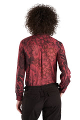 Silk long sleeves blouse in Burgundy