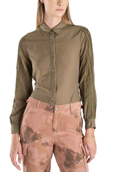 Silk long sleeves blouse in New Olive